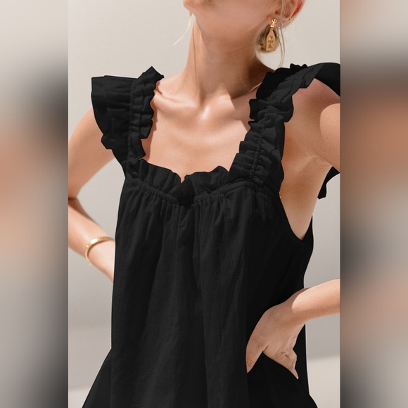 Ruffled Square Neck Top and Shorts Set - Picture 4 of 7